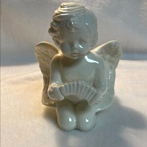 Vintage Ceramic Angel Planter Figurine - Cream